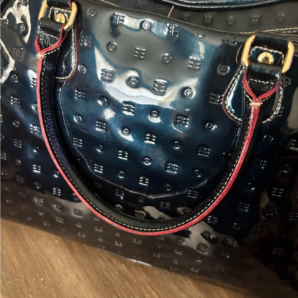 Arcadia Dark Blue Patent Leather Tote Bag - Picture 4 of 11